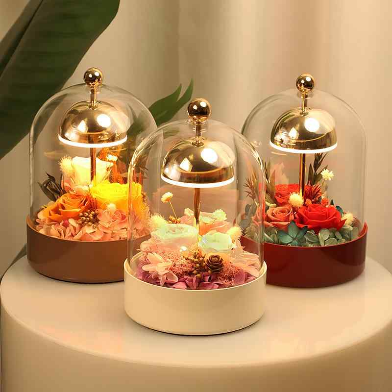 インテリアライト 永生花 LED ベッドサイドランプ 授乳ライト 卓上ライト 間接照明 癒やし 雰囲気作り 贈り物 タッチ調光 DIY可能 ナイトライト