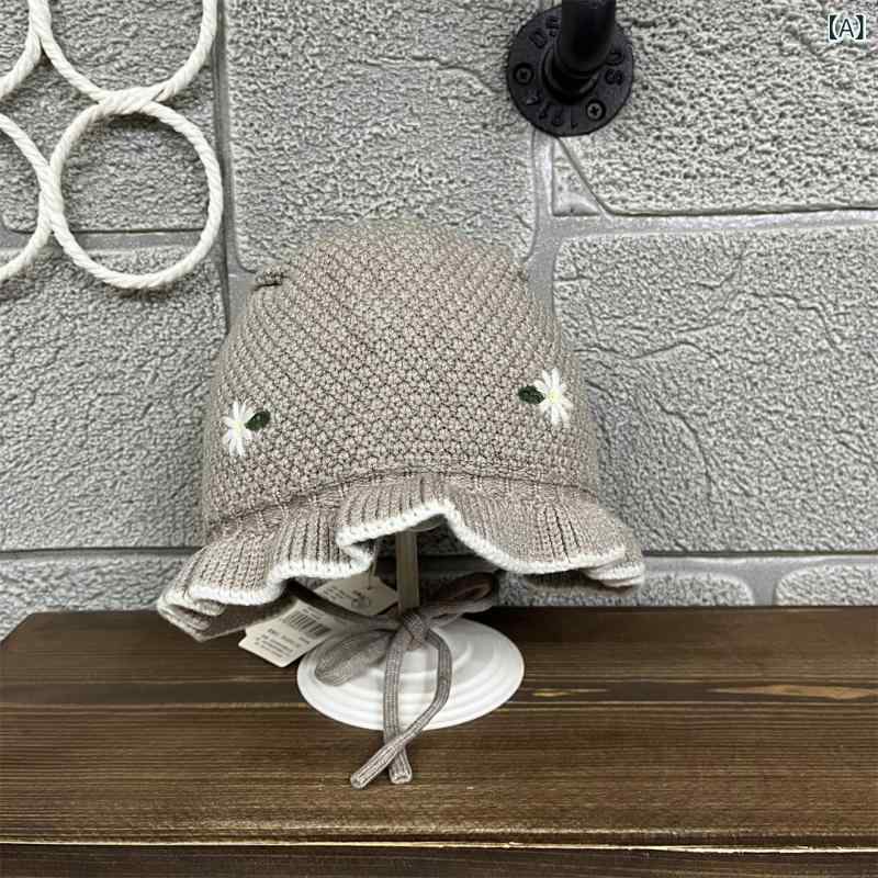 ニット帽 キッズ ベビー 子供用 コットン 帽子 春秋 プリンセス 刺繍 小花 通気性 保温 防風 秋乳白 花..