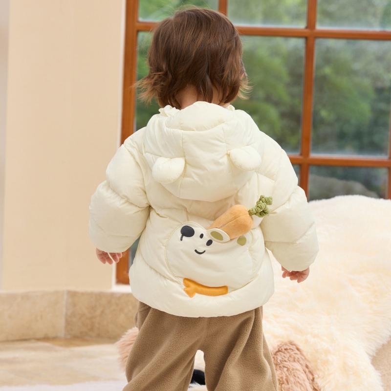子供服 ダウンジャケット ガールズ 冬 ベビー 薄手 ボーイズ アウター アニマル 無地 ウエストゴム フ..