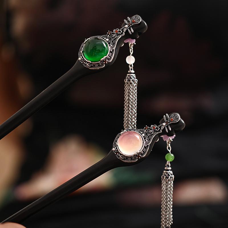 ヘアアクセサリー 檀木かんざし 和装髪飾り U字型 琵琶 チャイナドレス 高級感 古風 ヘアピン ヘアスティック