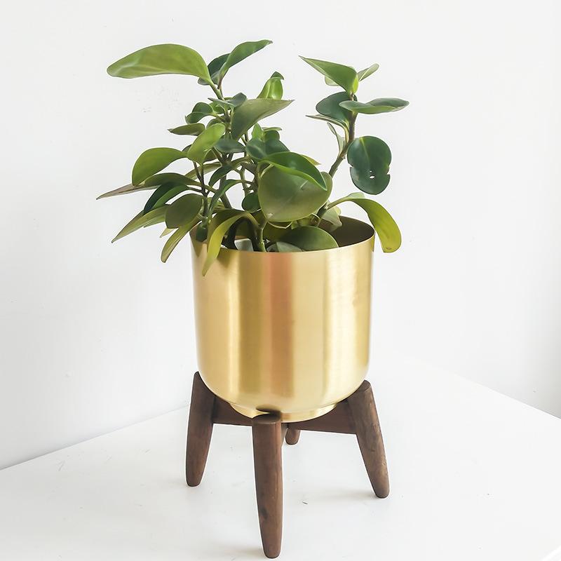 花瓶 北欧風 アイアン 木製 植木鉢 観葉植物 置き型 インテリア 卓上 室内 リビング オフィス カフェ ..