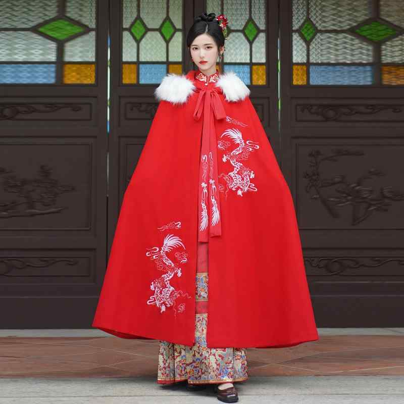 チャイナドレス レディース 龍 鳳 織物 馬面スカート 新中国スタイル 漢服 赤 刺繍 ロング丈 ドルマン..