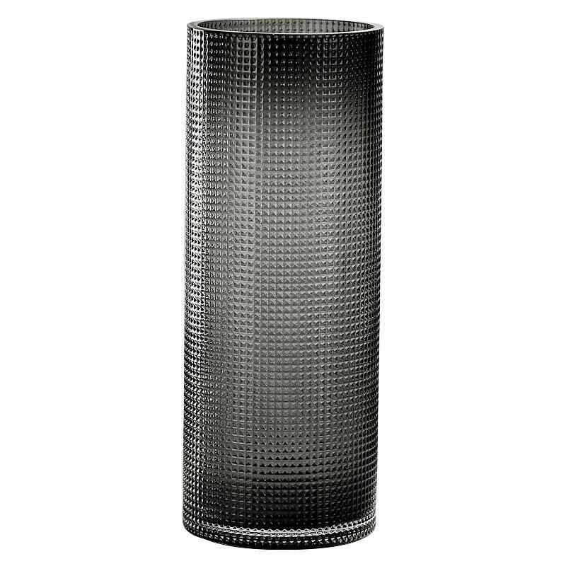 花瓶 北欧風 法式 ガラス製 直筒型 リビング ダイニング テーブル 水栽培 フラワーベース 装飾 透明 煙灰色