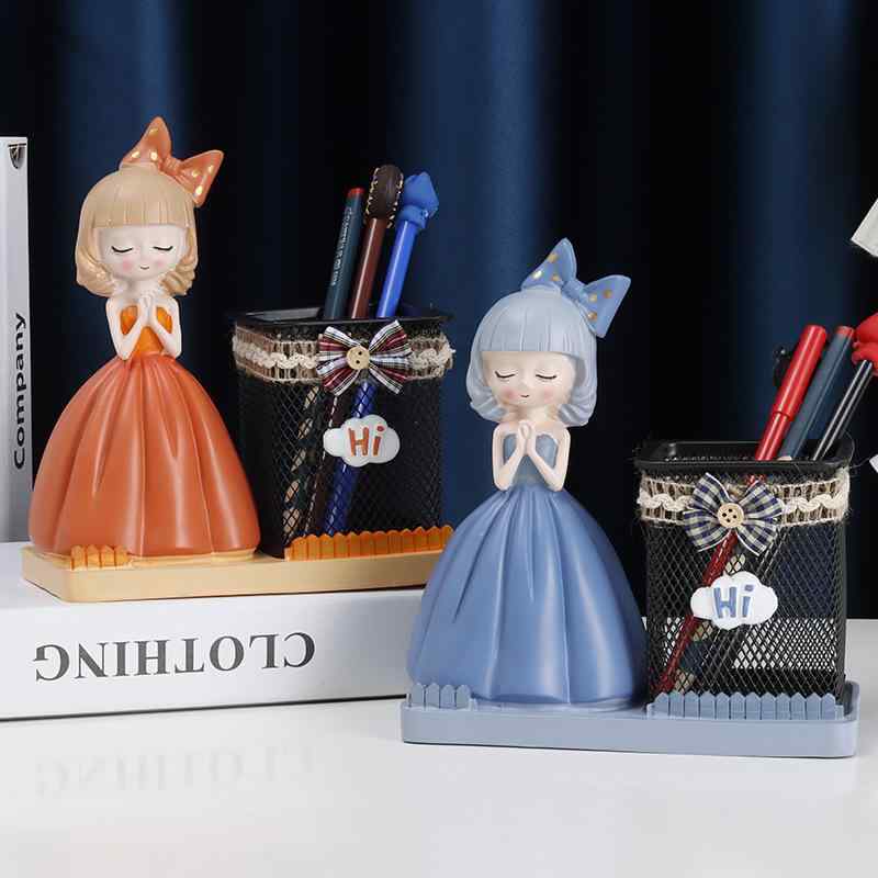 ペン立て 北欧 ガール レジン デスク収納 文房具入れ 卓上収納 オフィス収納 小物入れ 女の子 男の子 ..