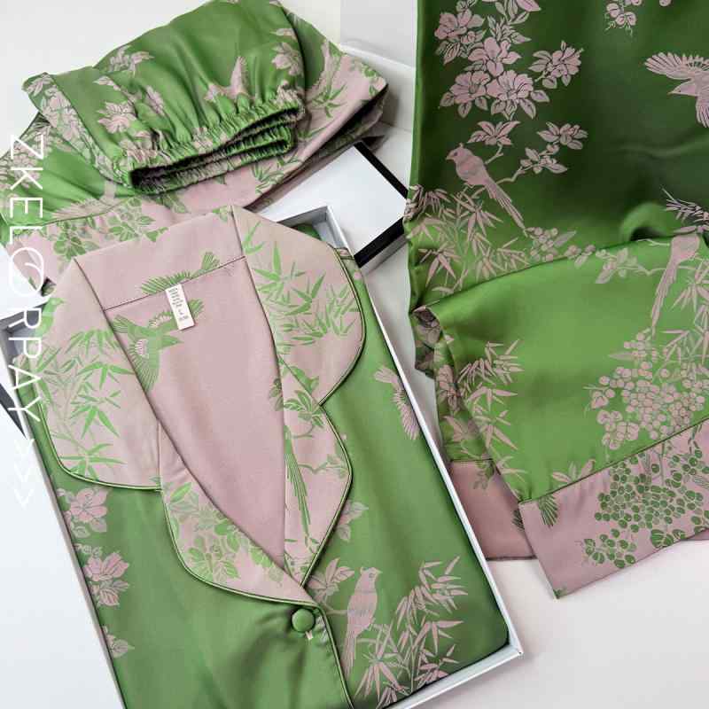 パジャマ レディース 春夏 秋冬 接触冷感 薄手 涼感 ルームウェア 上下セット 寝巻き 部屋着 浴衣 ポリエステル繊維 古風 和風 長袖 長ズボン 大きいサイズ