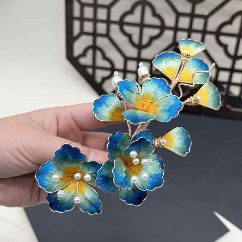 ヘアアクセサリー レディース 花柄 簪 髪飾り ベルベット調 和装小物 民族風 ギフト