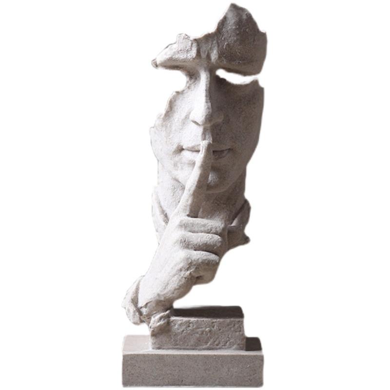 置物 オブジェ 北欧 雑貨 彫刻 幾何学模様 樹脂製 リビング オフィス 贈り物 サンドストーン シルバー ゴールド