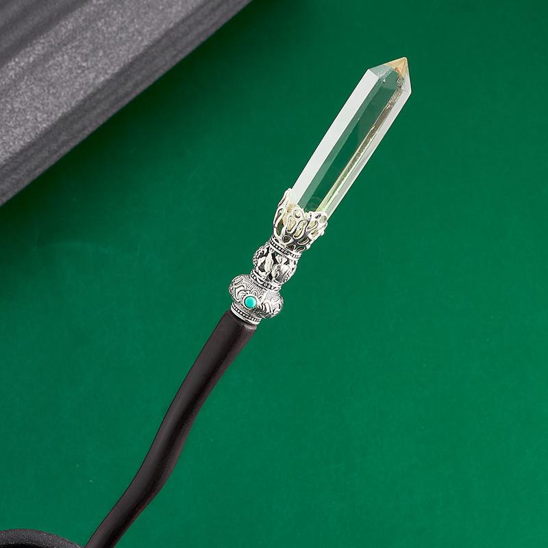 ヘアアクセサリー レディース S925 シルバー イエロー シトリン ウッド ヘアピン レトロ エスニック 個性的 サンダルウッド 簪 かんざし 古風 チャイナドレス 髪飾り