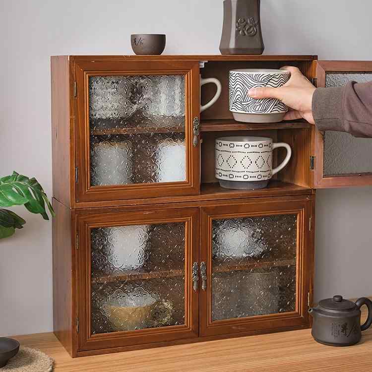 収納ケース 木製 卓上 コスメ収納 小物入れ 防塵 浅棕色 CD 文具 薬 玩具 キッチン 新中国スタイル