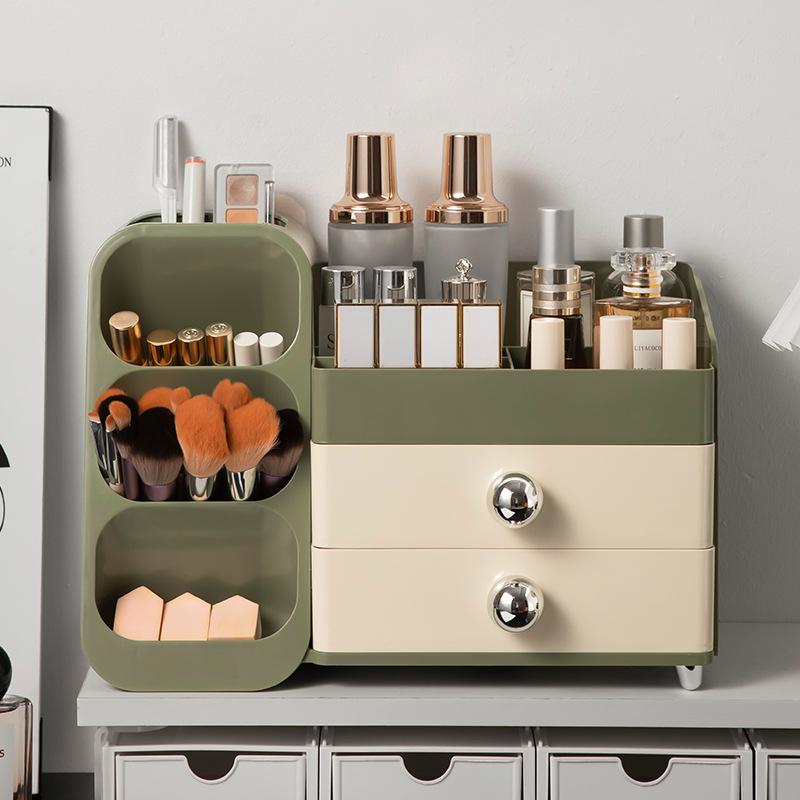 化粧品 収納ボックス 高級感 口紅 スキンケア用品 ジュエリー 収納 卓上 大容量 プラスチック製 黒 白 緑