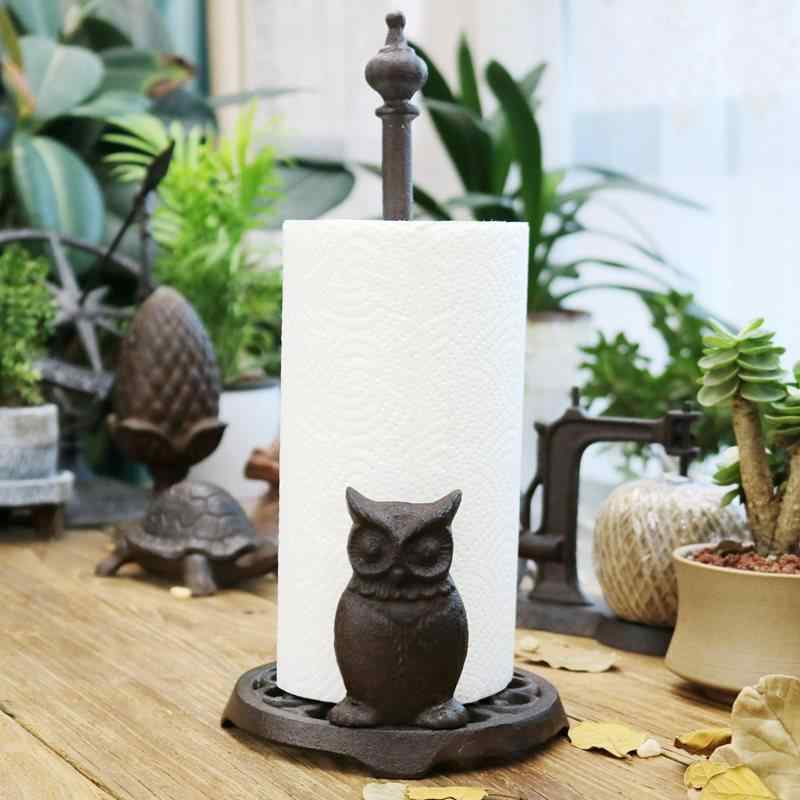 キッチンペーパーホルダー アイアン製 猫 ふくろう 小鳥 型 ペーパータオルホルダー 鋳鉄製 雑貨