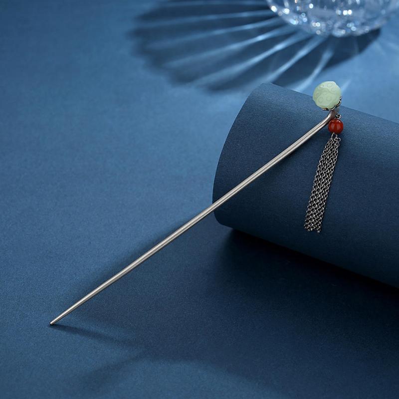 ヘアアクセサリー レディース 和田玉 南紅 s925 シルバー かんざし 一本挿し 古風 チャイナドレス 髪飾..