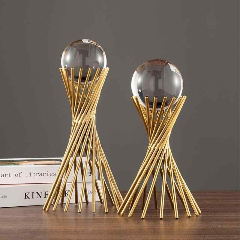 置物 オブジェ 北欧風 クリスタルボール メタル 電気メッキ加工 デスク 飾り 卓上 部屋 リビング ベッドサイド 贈り物