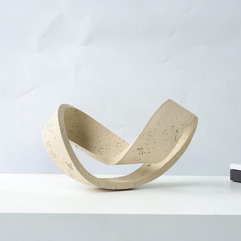 置物 オブジェ 北欧風 幾何学模様 リボン 樹脂製 ホームデコレーション リビング ベッドルーム 玄関 ホテル オフィス モダン シンプル ベージュ ブラック ホワイト