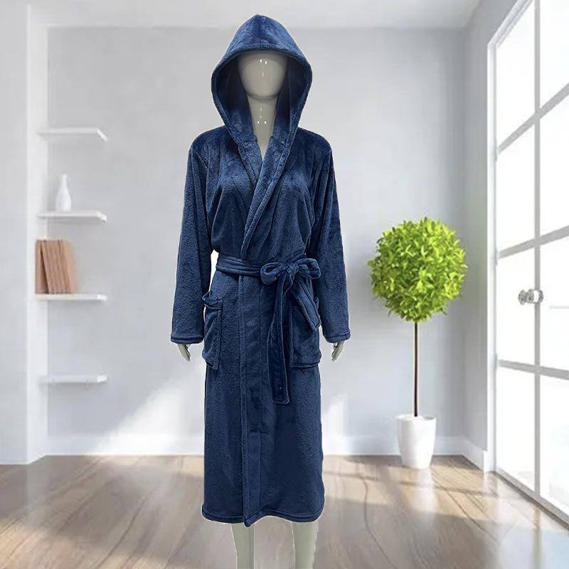 ・カテゴリ: バスローブ・主な素材: ポリエステル100%・生地: フランネル・生地の厚さ: 適度 (181-200g/平米)・機能: リラックス・対象: ユニセックス・カラー展開: ワインレッド, パープル, ローズレッド, キャメル, ネイビー, ピンクパープル, ライトグレー, ダークグレー, スカイブルー, オレンジ, ピンク, ブラック, 大豹柄・サイズ展開: フリーサイズ・スタイル: シンプルカジュアル・ネックライン: 襟付き・特徴: フード付き
