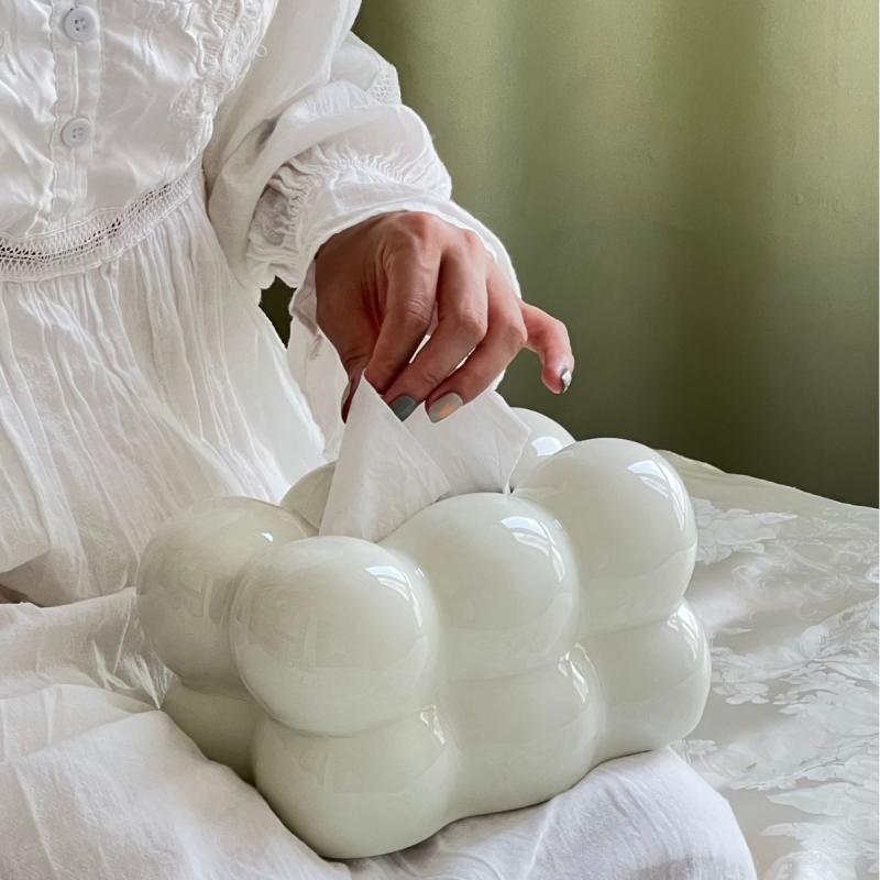 ティッシュボックス 北欧 セラミック製 綿棒入れ 小物入れ リビング 卓上 飾り インテリア グレー系 レ..