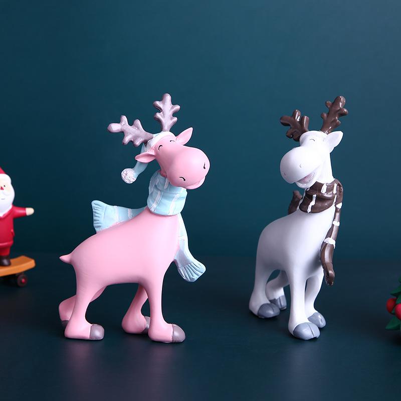 置物 オブジェ 北欧風 レジン トナカイ 玄関 卓上 ワイン棚 デコレーション 飾り ホワイト ブルー ピン..
