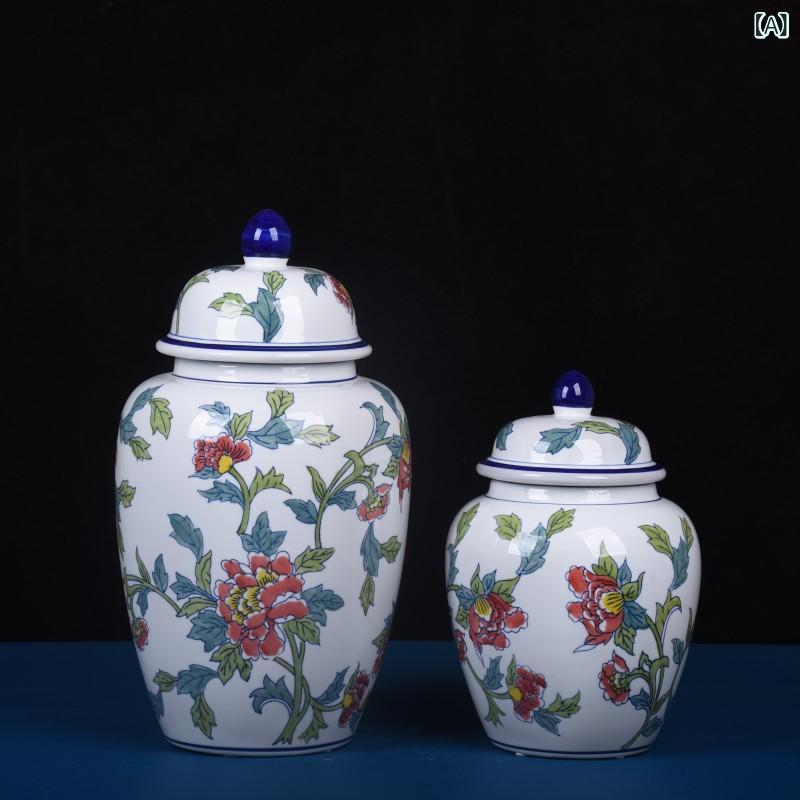 花瓶 欧式 花器 陶器 手描き 高級感 リビング オブジェ 置き物 小物入れ デスク インテリア