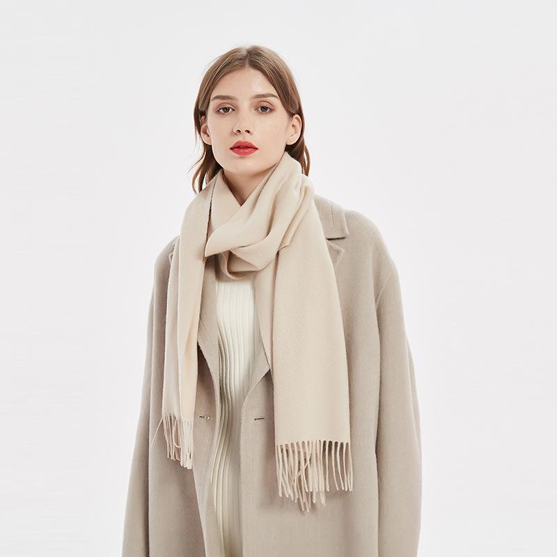 マフラー レディース 秋冬 厚手 ウール ショール 大判 ストール あったか 学生 レトロ 無地 カーキ 深..