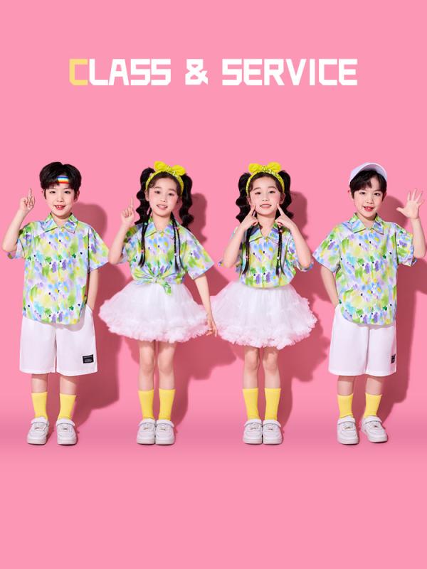 キッズ 子供用 シャツ 男女兼用 ポリエステル 柔らかい素材 チアダンス 発表会 合唱 団体服 ユニフォー..