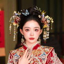 ヘアアクセサリー ウェディングアクセサリー 花嫁 和装 髪飾り 赤色 青色 蝶 バレッタ エレガント レトロ 簪 カチューシャ 結婚式 パーティー イベント コ...
