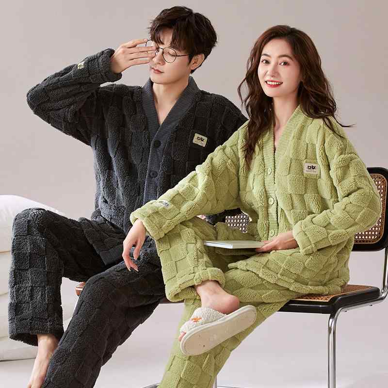 ルームウェア パジャマ カップル ペア メンズ レディース 秋冬 フランネル コーラルフリース 厚手 裏起..