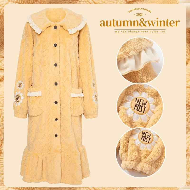 バスローブ レディース ナイトガウン ルームウェア 秋冬 サンゴフリース フランネル 厚手 あったか 保..