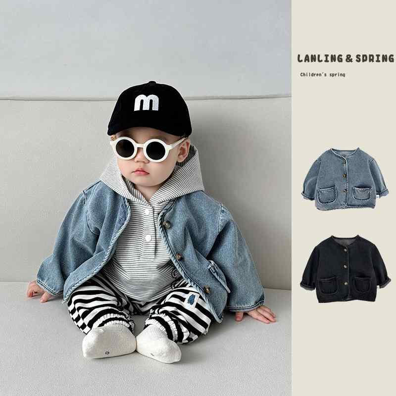 セットアップ 男の子 春秋 デニムジャケット ジョガーパンツ 上下セット 2点セット キッズ ベビー服 カ..