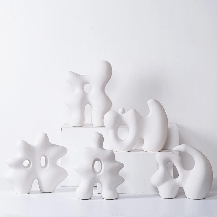 置物 オブジェ 陶器 假山 インテリア 磨りガラス ホワイト ブラック ブルー レッド 幾何学模様 リビング 玄関 ワインキャビネット ディスプレイ ギフト