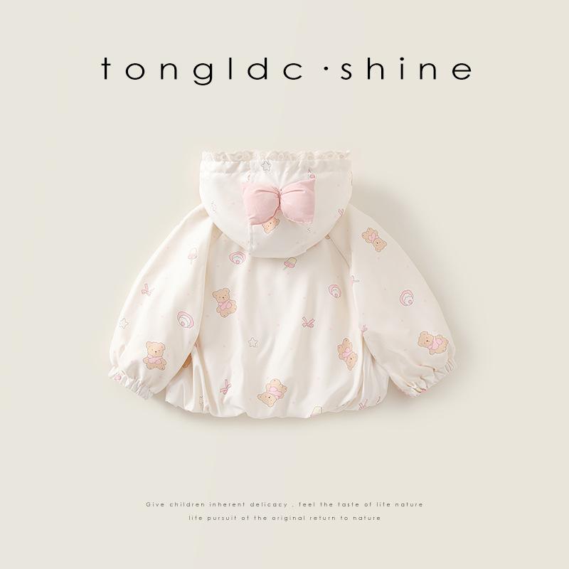 ジャケット 女児 ベビー キッズ 子供用 春秋 アウター フード付き 長袖 ジップアップ ショート丈 おし..