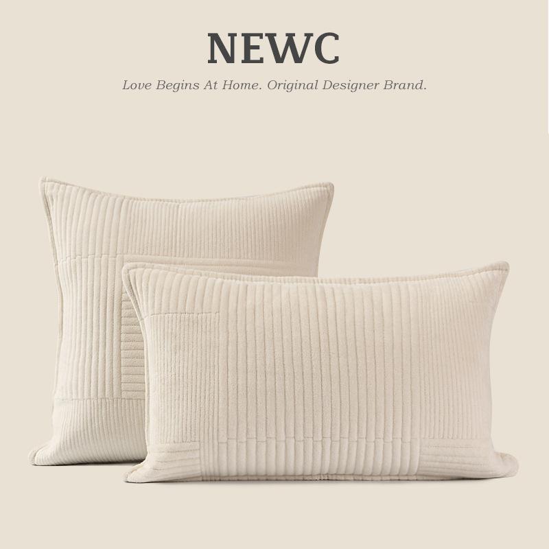 クッション カバー ベージュ シェニール キルティング 無地 ソファ ベッド 車内 リビング 寝室 シンプル モダン