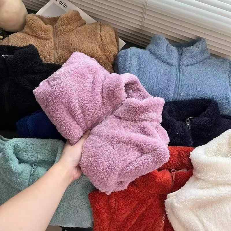 ジャケット 子供 男の子 女の子 秋冬 ボアフリース ジップアップ スタンドカラー 無地 保温 防寒 長袖 ..