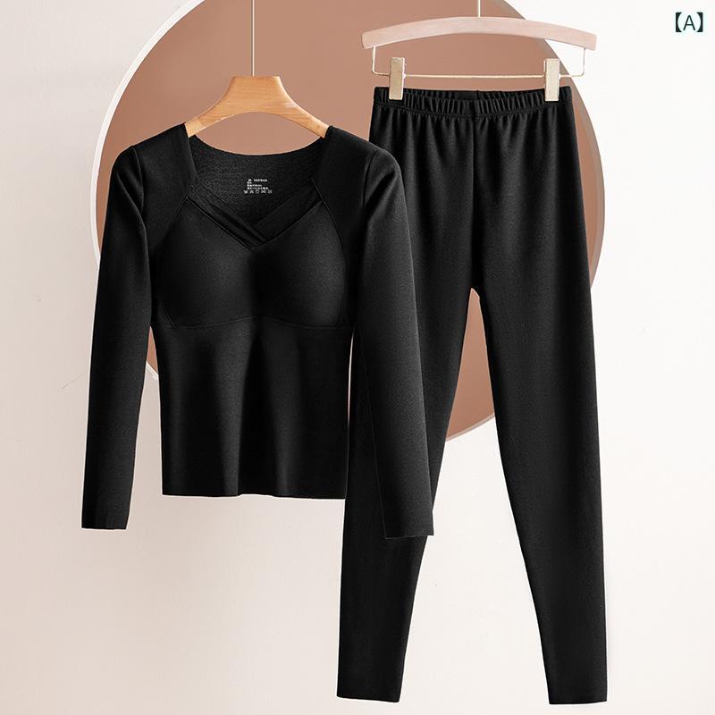 下着 レディース グラフェン 秋冬 発熱 保温 裏起毛 厚手 ブラ一体型 Vネック 腹部引き締め 体型補正 ..