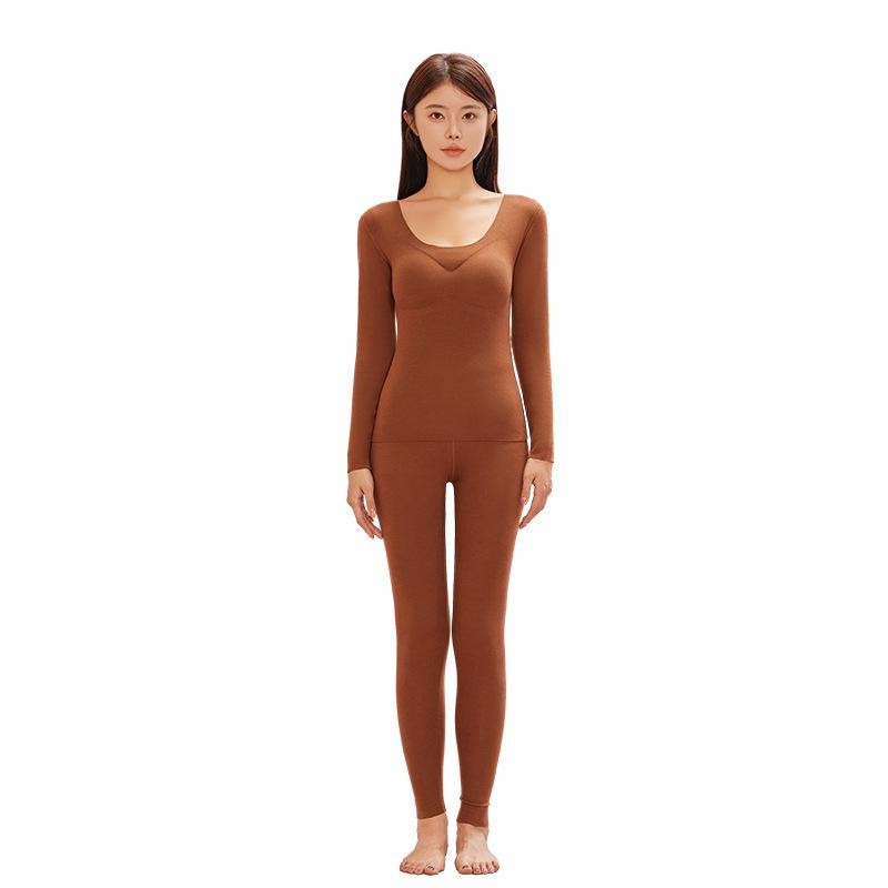 インナー レディース あったかインナー 長袖インナー 九分丈パンツ 上下セット 徳絨 無縫製 大判サイズ..