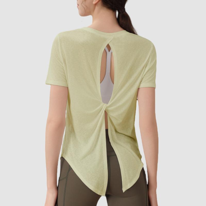 Tシャツ レディース 速乾 スポーツ トップス 美背 ヨガウェア トレーニング ウェア カットソー 半袖 プ..