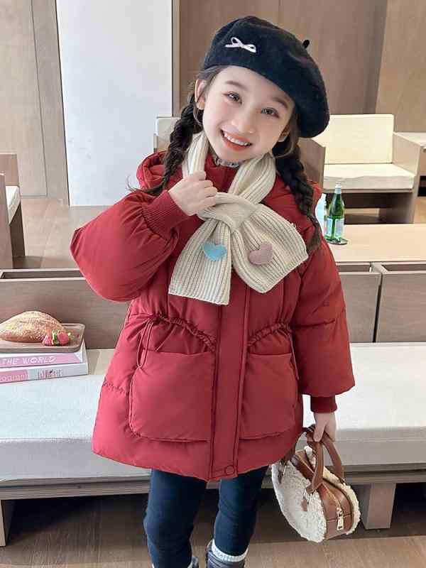 子供服 女の子 中綿 コート キッズ アウター ジャケット 冬服 防寒 暖かい 厚手 ポリエステル 無地 フ..