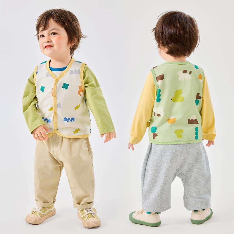 ベビー服 子供用 ベスト 春秋 幼児 男の子 女の子 コットン100% かわいい カートーン 薄手 部屋着 パジ..