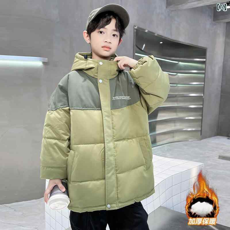 子供用 中綿入りジャケット 男の子 中綿 コート フード付き アウター 防寒 撥水 暖かい 通学 秋冬
