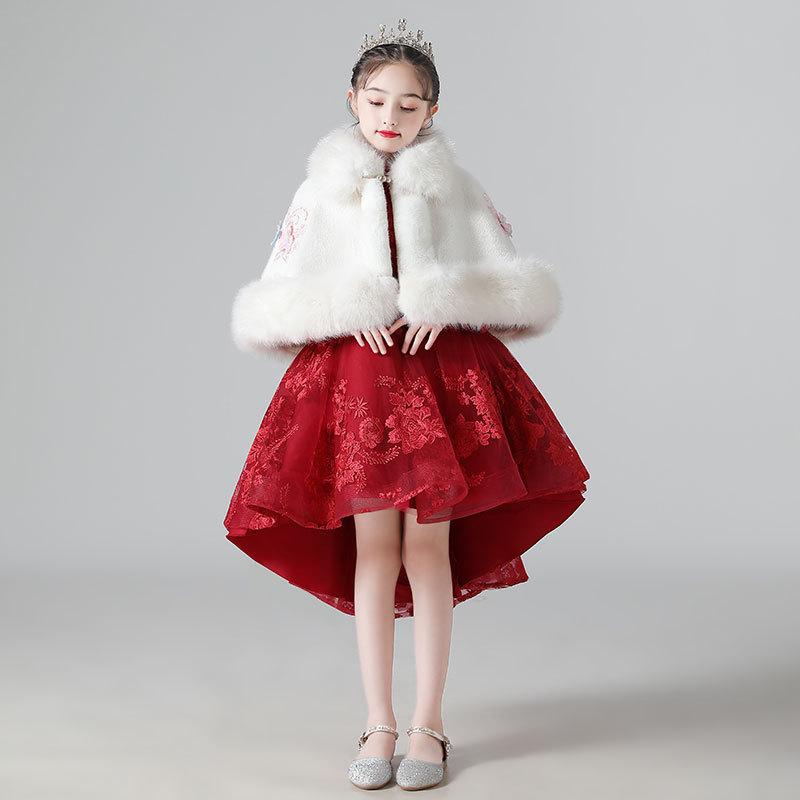 ポンチョ キッズ 女の子 プリンセス 冬物 アウター ケープ ショート丈 かわいい 子供服 綿 ポリエステ..