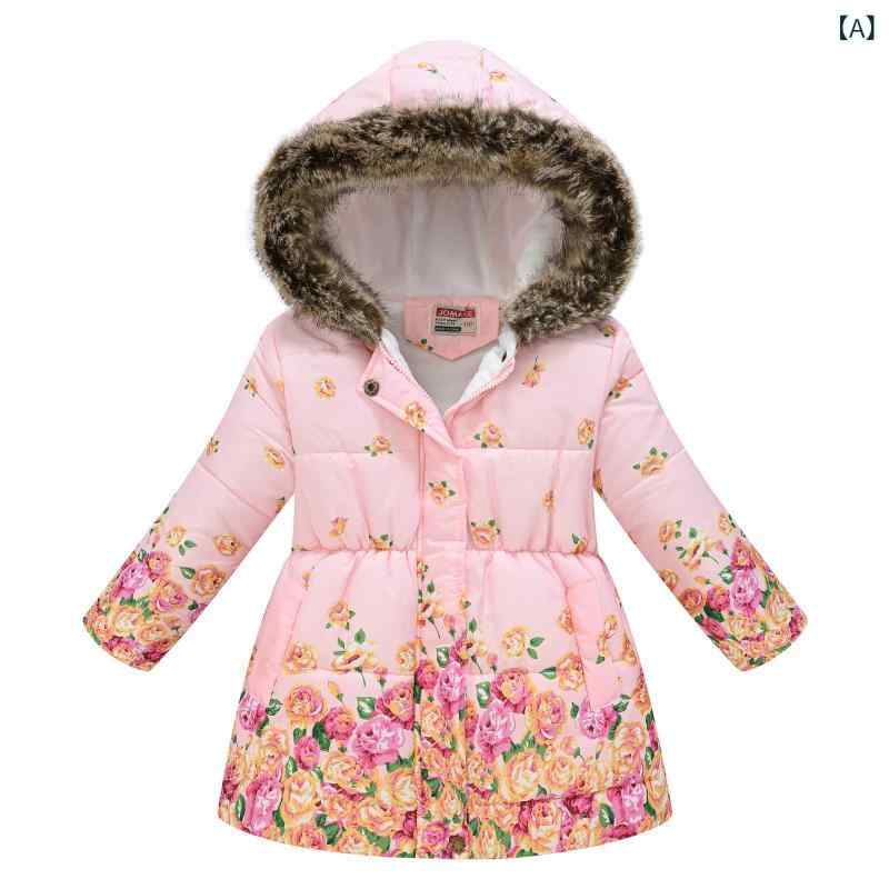 子供服 アウター 冬用 子供 長袖 中綿入り ジャケット 女の子 花柄 防寒着 フード付き ジャンパー キッ..
