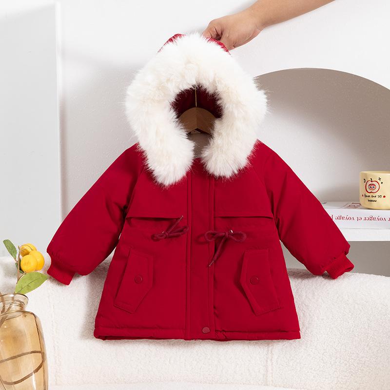 子供服 アウター 女の子 裏起毛 パーカー コート 冬 幼児 刺繍 フード付き ジャンパー 中綿入り あった..