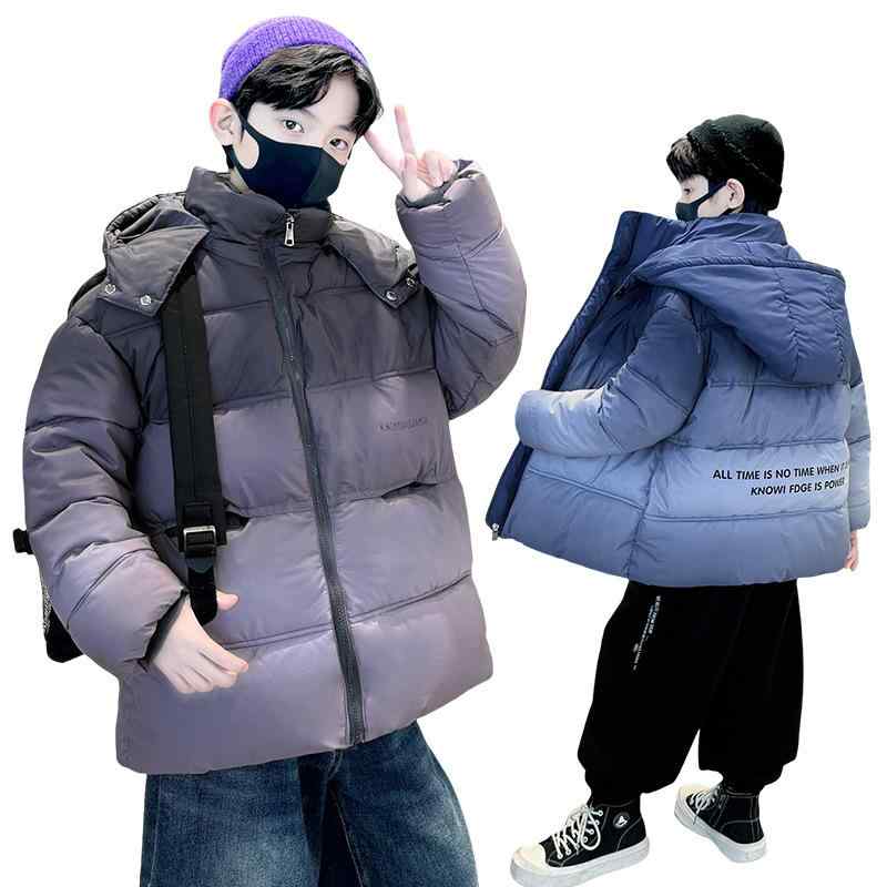 子供服 男の子用 中綿入りジャケット 冬用 中綿 コート 8歳以上 厚手 取り外し可能 フード付き ポリエ..