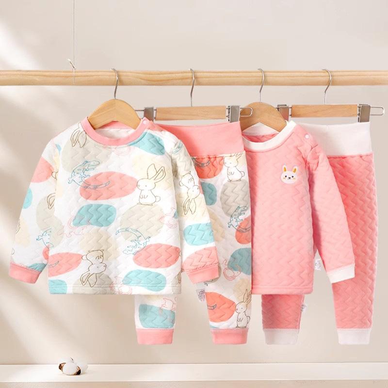 ベビー あったかインナー 上下セット 厚手 綿100％ 子供用 保温 秋冬 パジャマ 部屋着 80cm 90cm 100cm..
