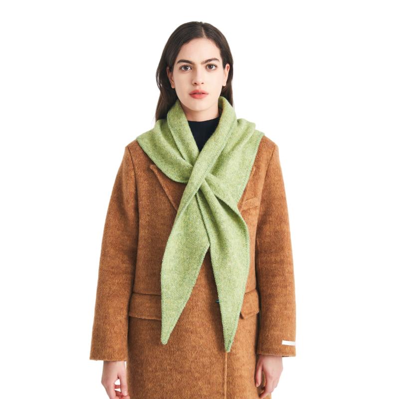 マフラー レディース 秋冬 ウール ニット 三角巾 ストール ショール 抹茶色 ミルクティー色 ブルー グ..