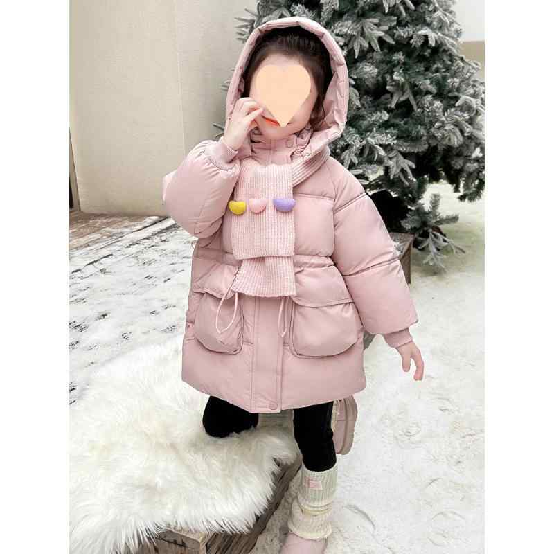 子供服 ガールズ ダウン風ジャケット 中綿コート フード付き 厚手 防寒 アウター 冬 ピンク パープル