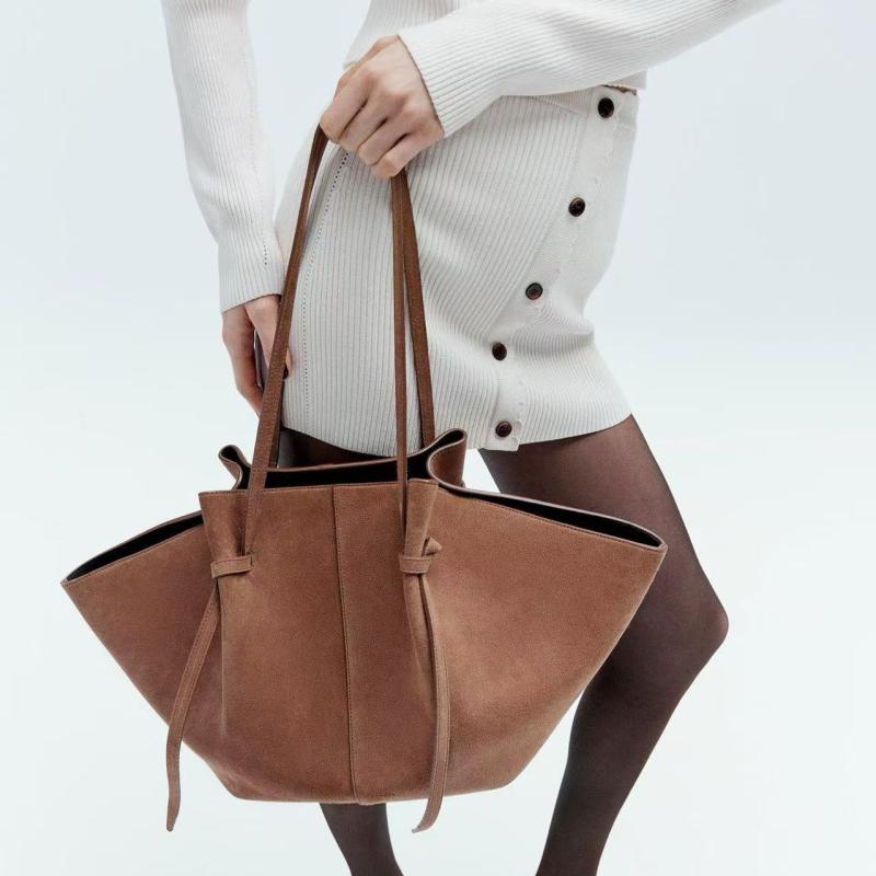 トートバッグ レディース スエード調 大容量 レトロ調 肩掛け 鞄 スエード ブラック コーヒー ブラウン ワインレッド ポリエステル 日常使い