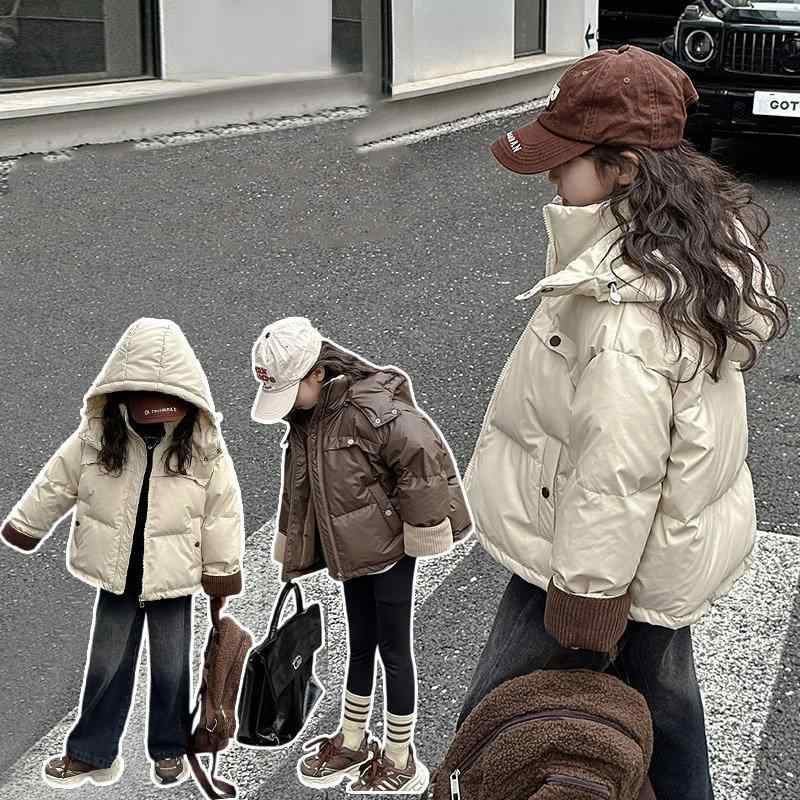 子供服 ガールズ ダウン風ジャケット 冬用 中綿 コート アウター 厚手 フード付き 120cm 130cm 140cm 1..