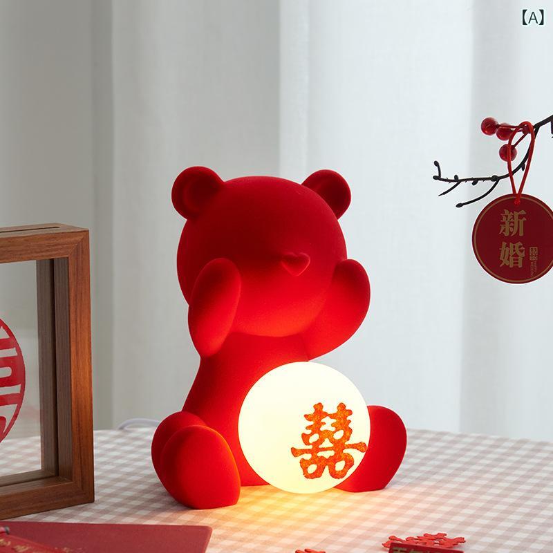 テーブルランプ 結婚式 ウェディング ベア ぬいぐるみ 樹脂製 ベッドサイドランプ 卓上ライト 照明器具..