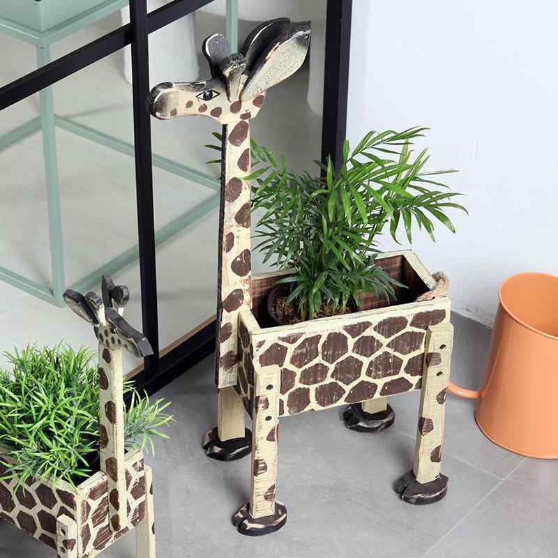 花瓶 木製プランター ゾウ 多肉植物 寄せ植え ガーデニング 園芸 栽培 通気性 田園風 デスク 庭 ベラン..