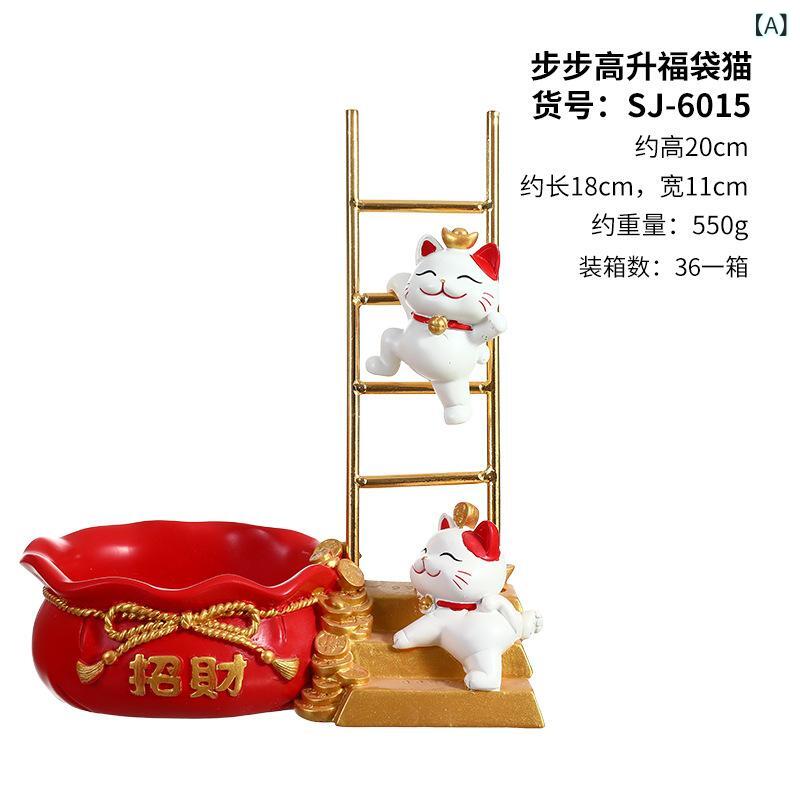 招き猫 貯金箱 開運 金運アップ 樹脂製 置物 デコレーション 小物収納 トレイ 玄関 リビング 卓上 店舗用 新築祝い 開店祝い ギフト プレゼント